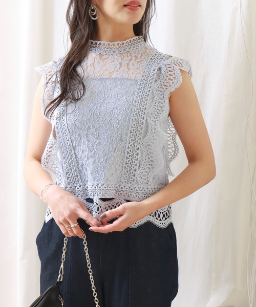 libelle more(リベル モア)の「ノースリーブレースブラウス(シャツ/ブラウス・レディース・ブラック/ラベンダー/ライトブルー/オフホワイト/グリーン・M/L)」の21枚目の写真