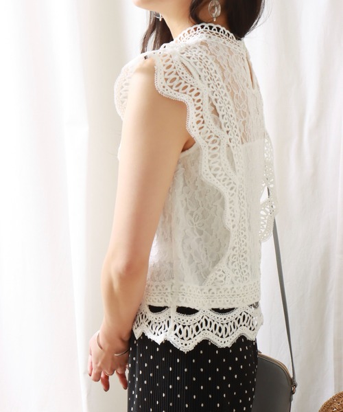 libelle more(リベル モア)の「ノースリーブレースブラウス(シャツ/ブラウス・レディース・ブラック/ラベンダー/ライトブルー/オフホワイト/グリーン・M/L)」の15枚目の写真