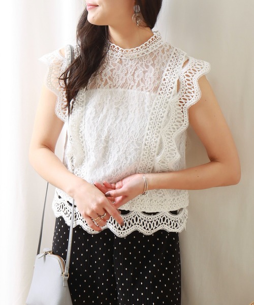 libelle more(リベル モア)の「ノースリーブレースブラウス(シャツ/ブラウス・レディース・ブラック/ラベンダー/ライトブルー/オフホワイト/グリーン・M/L)」の13枚目の写真