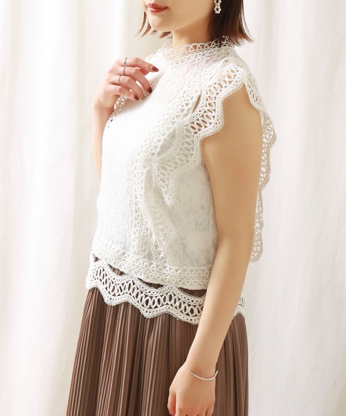 other - マチャット 21SS レースラーブラウス シャツ ノースリーブ フレア F 白 img58275247.jpg