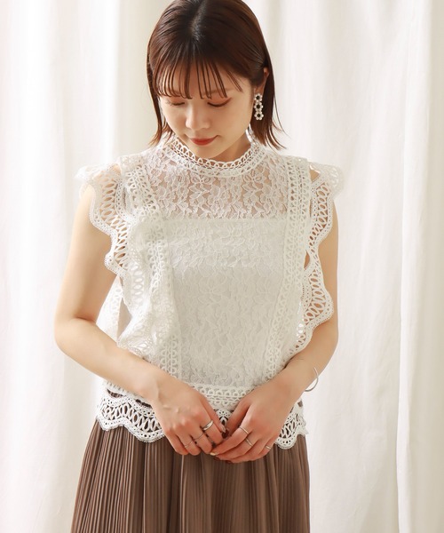 libelle more(リベル モア)の「ノースリーブレースブラウス(シャツ/ブラウス・レディース・ブラック/ラベンダー/ライトブルー/オフホワイト/グリーン・M/L)」の7枚目の写真