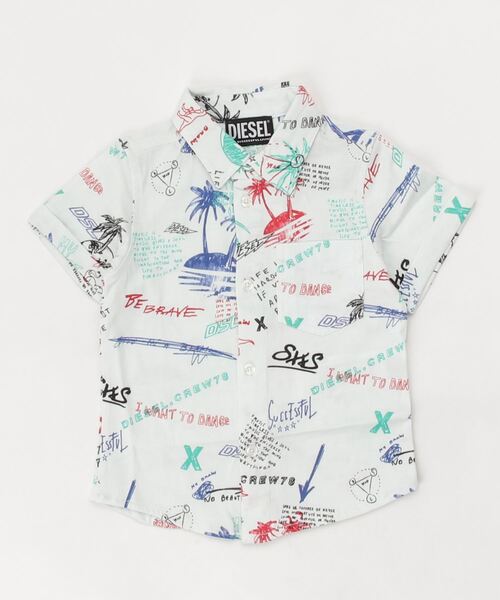DIESEL(ディーゼル)の「DIESEL KID ベビー シャツ 半袖 総柄(シャツ/ブラウス・キッズ・ホワイト・12M/18M/36M/24M)」の5枚目の写真
