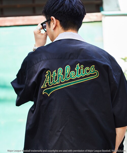 セール Web限定 Mlb メジャーリーグベースボール 別注 ビッグシルエット バック刺繍 オープンカラーシャツ Athletics ワッペン刺繍 クレリック シャツ ブラウス Freak S Store フリークスストア のファッション通販 Zozotown