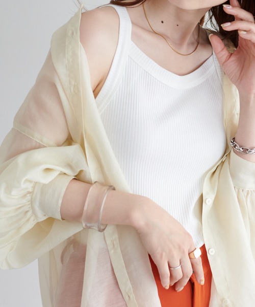 DISCOAT（ディスコート）の「カップ付アメスリタンクトップ（タンクトップ・レディース・アイボリー/オフホワイト/ブラック/グリーン系その他/オレンジ・MEDIUM/LARGE）」の7枚目の写真