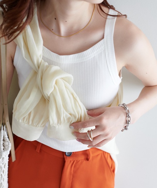 DISCOAT（ディスコート）の「カップ付アメスリタンクトップ（タンクトップ・レディース・アイボリー/オフホワイト/ブラック/グリーン系その他/オレンジ・MEDIUM/LARGE）」の13枚目の写真