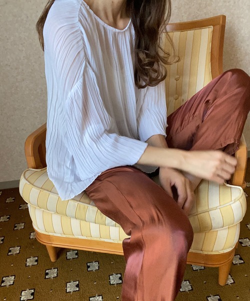 LAUIR（ラウアー）の「サテンライクタックパンツ（その他パンツ・レディース・ブラック/ブラウン系その他/アイボリー/グリーン・MEDIUM/X-LARGE/LARGE）」の10枚目の写真