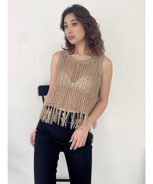 GYDA（ジェイダ）の「テープヤーンニットトップス（ニット/セーター・レディース・ベージュ/ライトグリーン/アイボリー・FREE）」の18枚目の写真