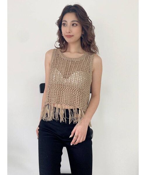 GYDA（ジェイダ）の「テープヤーンニットトップス（ニット/セーター・レディース・ベージュ/ライトグリーン/アイボリー・FREE）」の19枚目の写真