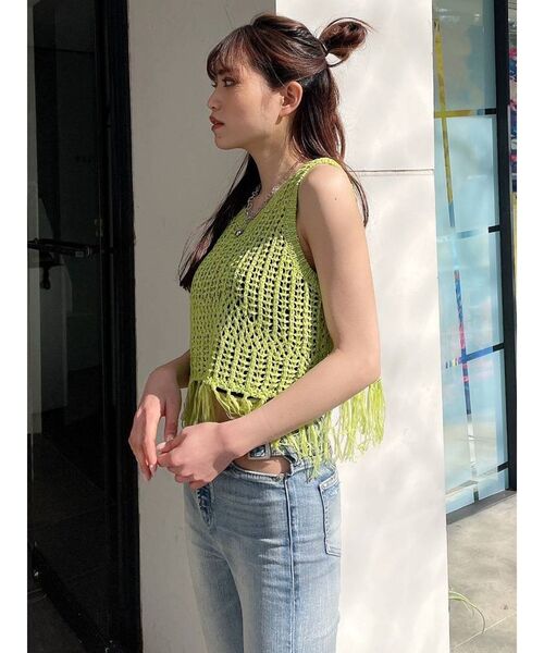 GYDA（ジェイダ）の「テープヤーンニットトップス（ニット/セーター・レディース・ベージュ/ライトグリーン/アイボリー・FREE）」の21枚目の写真