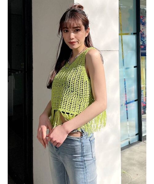 GYDA（ジェイダ）の「テープヤーンニットトップス（ニット/セーター・レディース・ベージュ/ライトグリーン/アイボリー・FREE）」の22枚目の写真