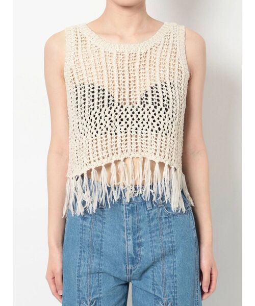 GYDA（ジェイダ）の「テープヤーンニットトップス（ニット/セーター・レディース・ベージュ/ライトグリーン/アイボリー・FREE）」の5枚目の写真