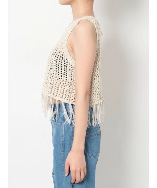 GYDA（ジェイダ）の「テープヤーンニットトップス（ニット/セーター・レディース・ベージュ/ライトグリーン/アイボリー・FREE）」の6枚目の写真