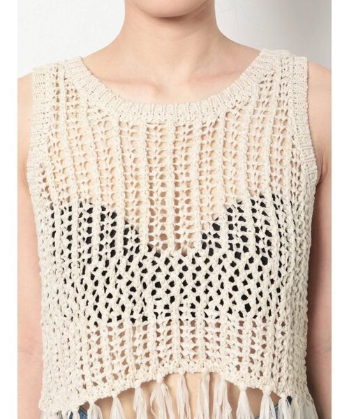 GYDA（ジェイダ）の「テープヤーンニットトップス（ニット/セーター・レディース・ベージュ/ライトグリーン/アイボリー・FREE）」の8枚目の写真