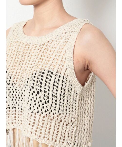GYDA（ジェイダ）の「テープヤーンニットトップス（ニット/セーター・レディース・ベージュ/ライトグリーン/アイボリー・FREE）」の9枚目の写真