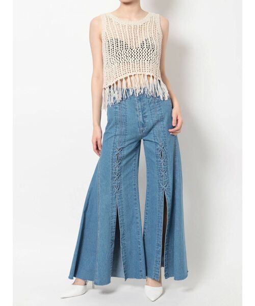 GYDA（ジェイダ）の「テープヤーンニットトップス（ニット/セーター・レディース・ベージュ/ライトグリーン/アイボリー・FREE）」の11枚目の写真