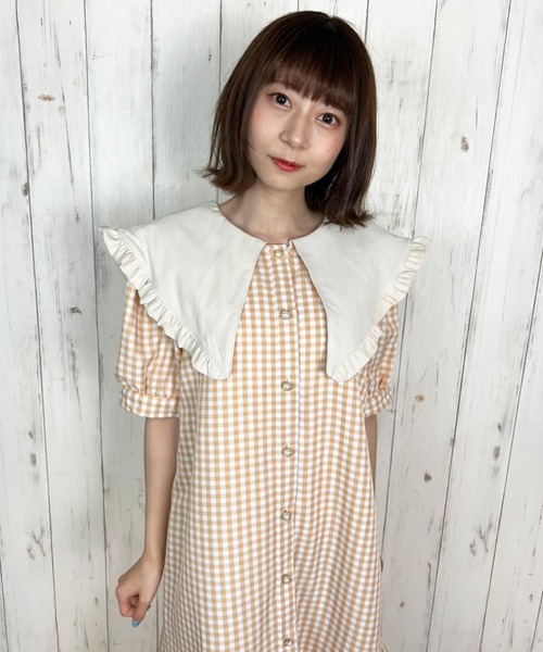 Hamble by Par Avion(ハンブルバイパラビオン)の「ギンガムミニワンピース(ワンピース・レディース・ピンク/オレンジ・ONESIZE)」の1枚目の写真