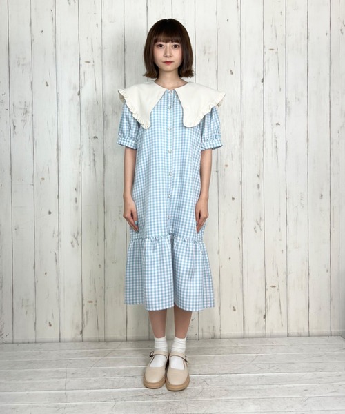 Hamble by Par Avion(ハンブルバイパラビオン)の「ギンガムミニワンピース(ワンピース・レディース・ピンク/オレンジ・ONESIZE)」の5枚目の写真