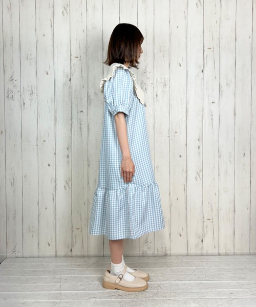 Hamble by Par Avion(ハンブルバイパラビオン)の「ギンガムミニワンピース(ワンピース・レディース・ピンク/オレンジ・ONESIZE)」の6枚目の写真