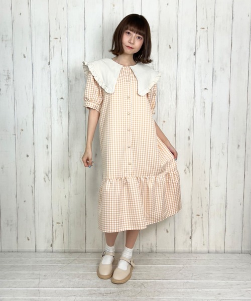 Hamble by Par Avion(ハンブルバイパラビオン)の「ギンガムミニワンピース(ワンピース・レディース・ピンク/オレンジ・ONESIZE)」の9枚目の写真