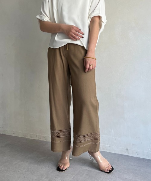 prose verse（プロズヴェール）の「麻レーヨン裾レースイージーパンツ（その他パンツ・レディース・ブラック/ブラウン/ベージュ/カーキ・MEDIUM/LARGE）」の9枚目の写真
