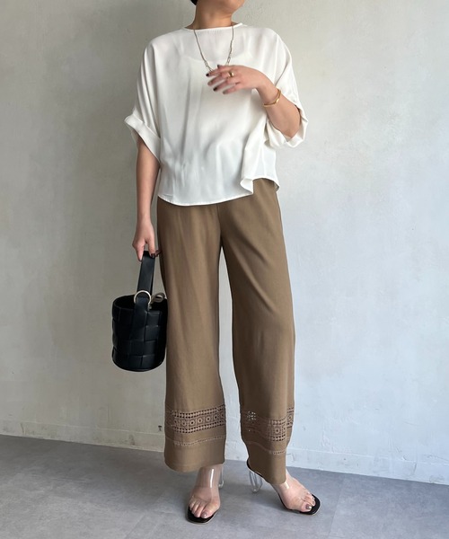 prose verse（プロズヴェール）の「麻レーヨン裾レースイージーパンツ（その他パンツ・レディース・ブラック/ブラウン/ベージュ/カーキ・MEDIUM/LARGE）」の11枚目の写真