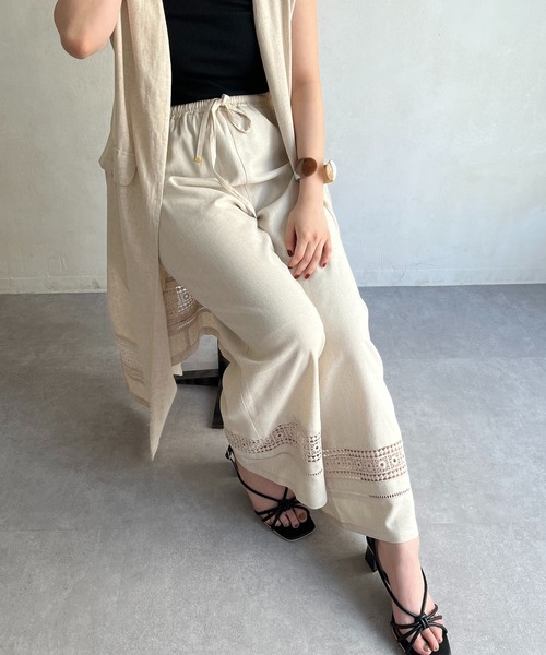 prose verse（プロズヴェール）の「麻レーヨン裾レースイージーパンツ（その他パンツ・レディース・ブラック/ブラウン/ベージュ/カーキ・MEDIUM/LARGE）」の13枚目の写真