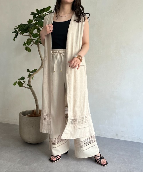 prose verse（プロズヴェール）の「麻レーヨン裾レースイージーパンツ（その他パンツ・レディース・ブラック/ブラウン/ベージュ/カーキ・MEDIUM/LARGE）」の14枚目の写真