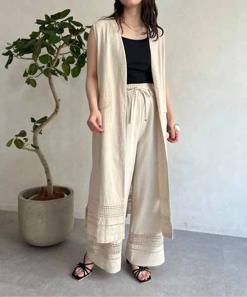 prose verse（プロズヴェール）の「麻レーヨン裾レースイージーパンツ（その他パンツ・レディース・ブラック/ブラウン/ベージュ/カーキ・MEDIUM/LARGE）」の15枚目の写真