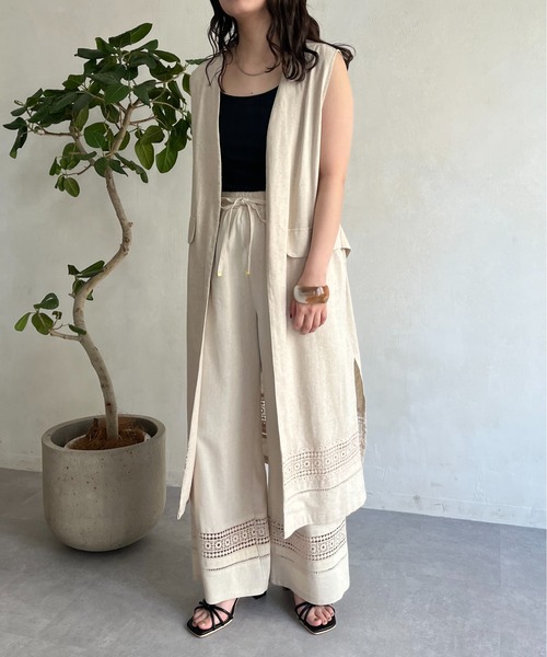 prose verse（プロズヴェール）の「麻レーヨン裾レースイージーパンツ（その他パンツ・レディース・ブラック/ブラウン/ベージュ/カーキ・MEDIUM/LARGE）」の16枚目の写真