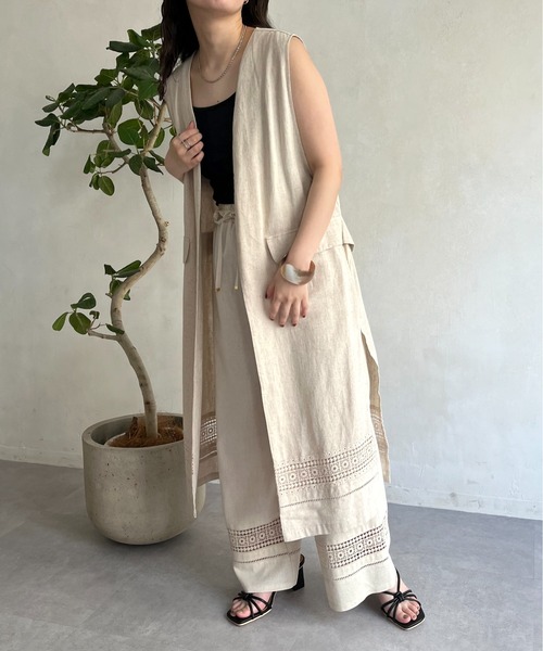 prose verse（プロズヴェール）の「麻レーヨン裾レースイージーパンツ（その他パンツ・レディース・ブラック/ブラウン/ベージュ/カーキ・MEDIUM/LARGE）」の17枚目の写真