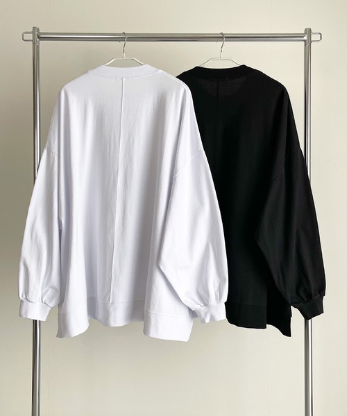 y/m by MIHO（イムバイミホ）の「サイドスリットビッグロンT（Tシャツ/カットソー・レディース・ホワイト/ブラック・FREE）」の10枚目の写真