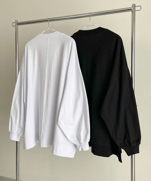 y/m by MIHO（イムバイミホ）の「サイドスリットビッグロンT（Tシャツ/カットソー・レディース・ホワイト/ブラック・FREE）」の6枚目の写真