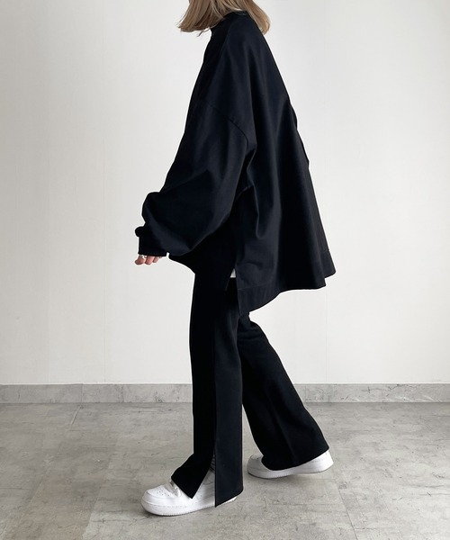 y/m by MIHO（イムバイミホ）の「サイドスリットビッグロンT（Tシャツ/カットソー・レディース・ホワイト/ブラック・FREE）」の14枚目の写真