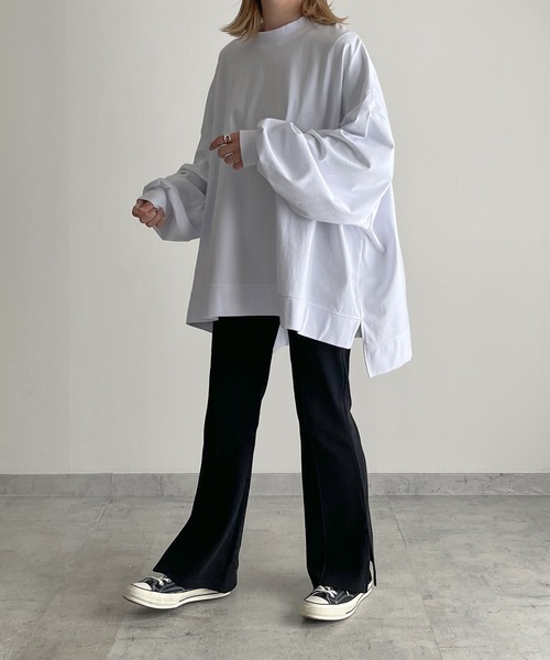 y/m by MIHO（イムバイミホ）の「サイドスリットビッグロンT（Tシャツ/カットソー・レディース・ホワイト/ブラック・FREE）」の15枚目の写真