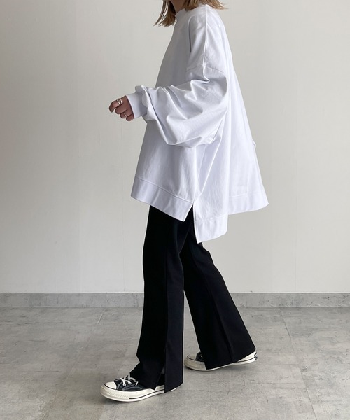 y/m by MIHO（イムバイミホ）の「サイドスリットビッグロンT（Tシャツ/カットソー・レディース・ホワイト/ブラック・FREE）」の20枚目の写真