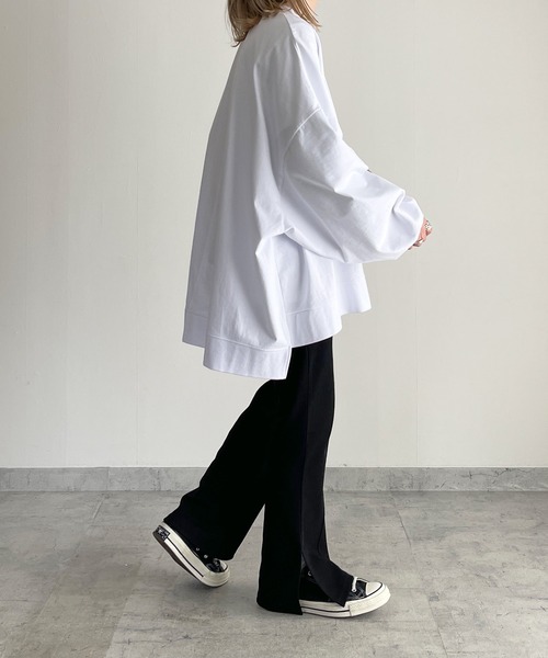 y/m by MIHO（イムバイミホ）の「サイドスリットビッグロンT（Tシャツ/カットソー・レディース・ホワイト/ブラック・FREE）」の18枚目の写真