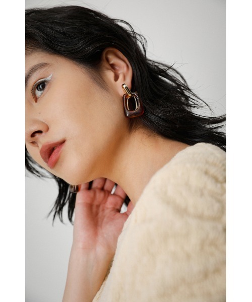 SQUARE CLEAR EARRINGS/スクエアクリアピアス（ピアス（両耳用