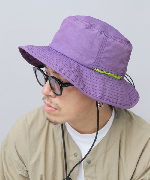 撥水加工 ムラ染風ポリエステル アドベンチャーハット 99.9%UVカット