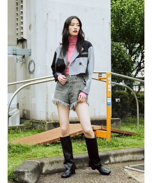 jouetie（ジュエティ）の「パッチワークショートジャケット【セットアップ対応】（その他アウター・レディース・ブラック/ベージュ/グレー/レッド・MEDIUM）」の11枚目の写真