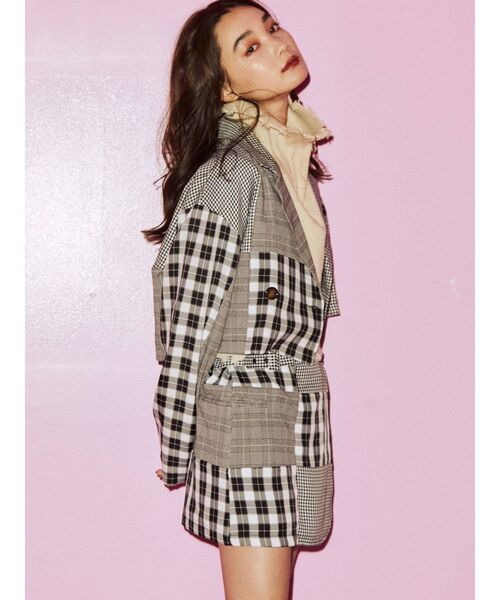 jouetie（ジュエティ）の「パッチワークショートジャケット【セットアップ対応】（その他アウター・レディース・ブラック/ベージュ/グレー/レッド・MEDIUM）」の16枚目の写真