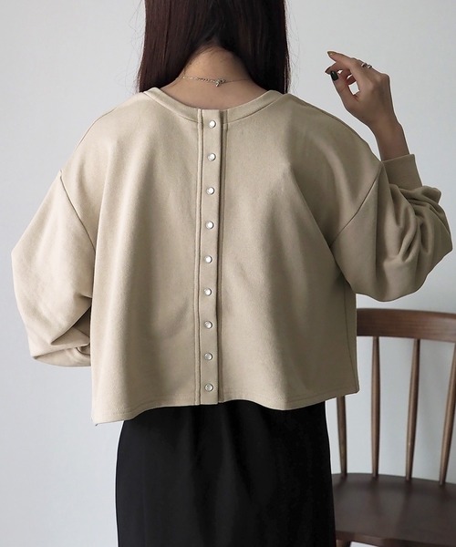 Riberry（リベリー）の「前後2WAY スナップボタンカーディガン（カーディガン/ボレロ・レディース・アイボリー/グリーン/ベージュ/ブラック/オートミール/ネイビー/チャコールグレー・FREE）」の15枚目の写真