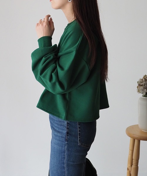 Riberry（リベリー）の「前後2WAY スナップボタンカーディガン（カーディガン/ボレロ・レディース・アイボリー/グリーン/ベージュ/ブラック/オートミール/ネイビー/チャコールグレー・FREE）」の19枚目の写真