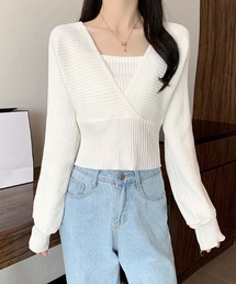 レイヤード風パフスリーブニット