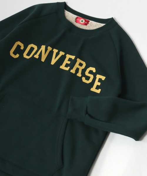 CONVERSE(コンバース)の「CONVERSE/コンバース スウェット 裏起毛ボアフリース カレッジ ワンポイントロゴ チュニック丈 トレーナー レディース(スウェット・レディース・ブラック/パープル/ブラウン/グレー/ピンク/グリーン/スミクロ/アッシュ・M/L)」の2枚目の写真