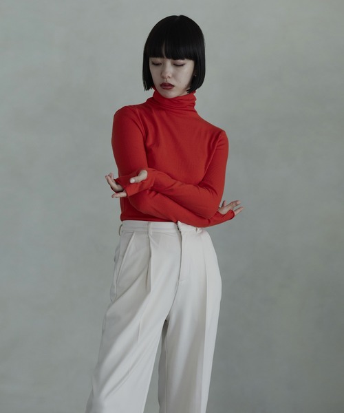 hellam（へラム）の「アームウォーマー袖ハイネックニット（ニット/セーター・レディース・ブラック/パープル/オレンジ/グリーン/アイボリー/その他/杢グレー/レッド/チャコール・FREE）」の8枚目の写真