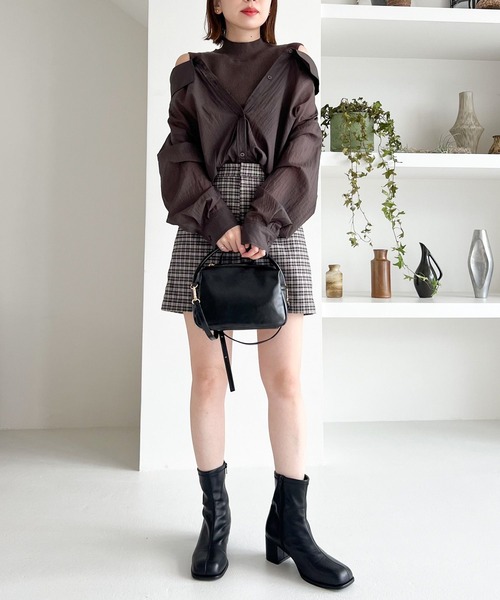 Heather（ヘザー）の「ドッキングシャツ　167411（シャツ/ブラウス・レディース・ブラック/ブルー/アイボリー/カーキブラウン・FREE）」の5枚目の写真