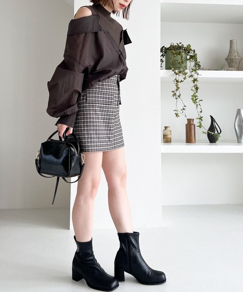 Heather（ヘザー）の「ドッキングシャツ　167411（シャツ/ブラウス・レディース・ブラック/ブルー/アイボリー/カーキブラウン・FREE）」の7枚目の写真