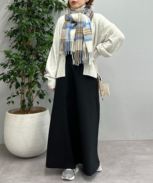un dix cors(アンディコール)の「なめらかな肌触り ウールチェックストール(ストール/ショール・レディース・アイボリー/イエロー・FREE)」の9枚目の写真