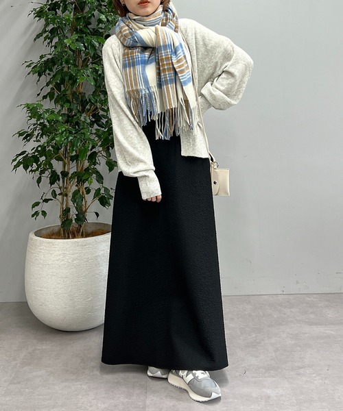 un dix cors(アンディコール)の「なめらかな肌触り ウールチェックストール(ストール/ショール・レディース・アイボリー/イエロー・FREE)」の8枚目の写真