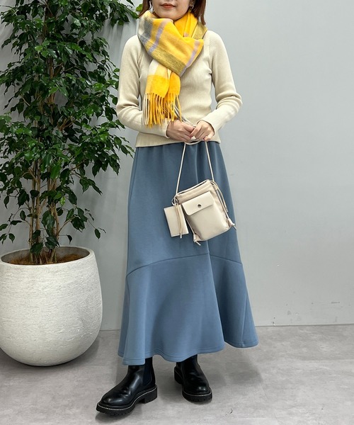 un dix cors(アンディコール)の「なめらかな肌触り ウールチェックストール(ストール/ショール・レディース・アイボリー/イエロー・FREE)」の14枚目の写真